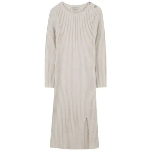 Abito lungo per bambina Michael Kors Kids beige a coste e maniche lunghe