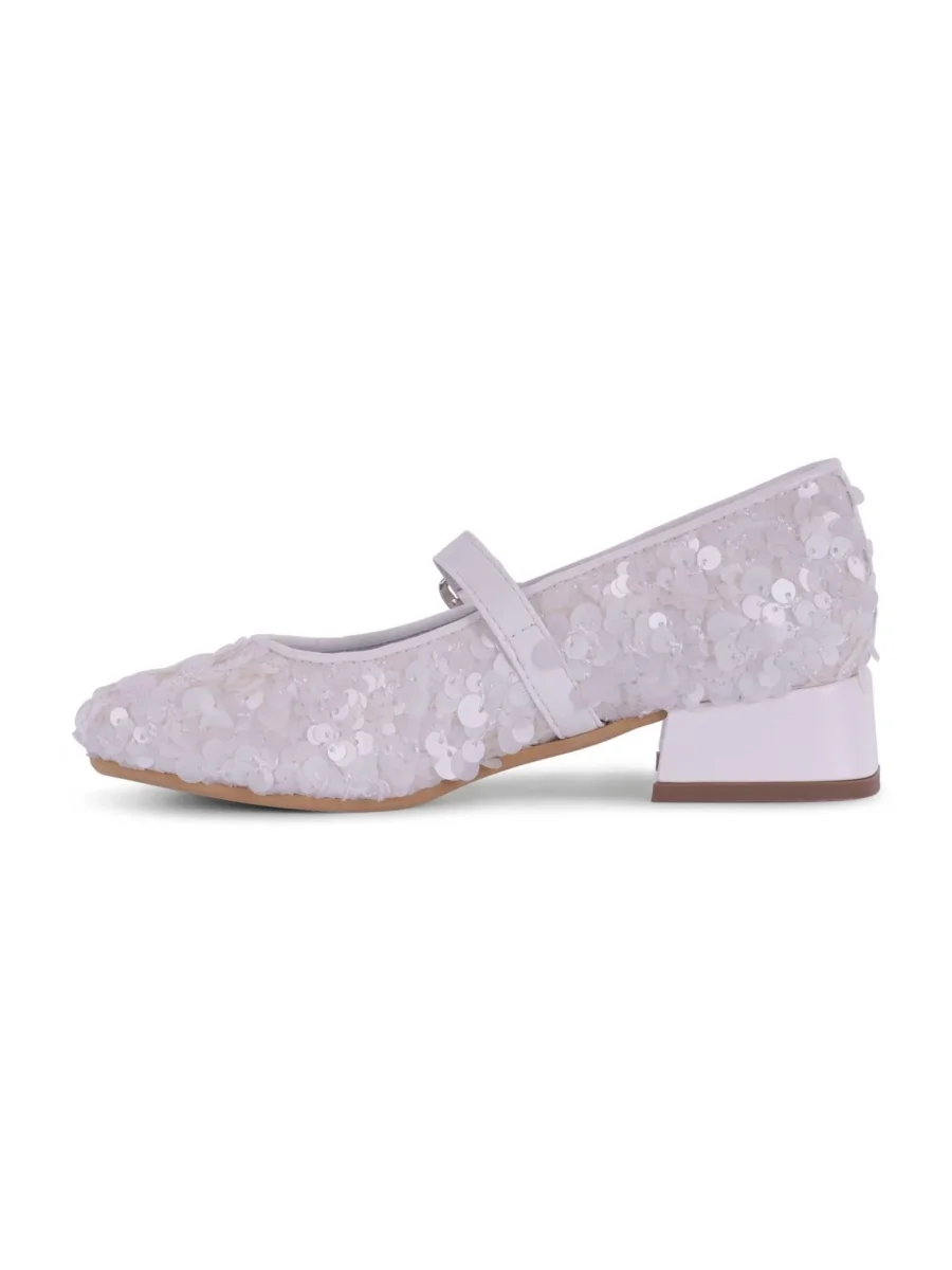 Ballerine per bambina Monnalisa bianche con decorazione in strass - immagine 4