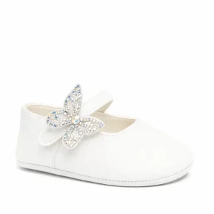 Ballerine per neonata BabyWalker bianco con farfalle