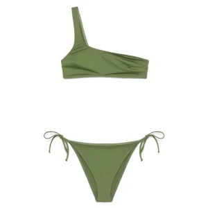 Bikini per donna MC2 Saint Barth verde con design monospalla