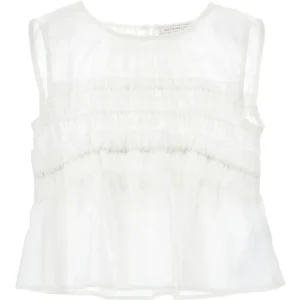 Blusa per bambina Monnalisa bianca con dettagli con ruches