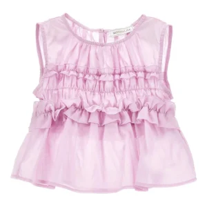 Blusa per bambina Monnalisa rosa con dettagli con ruches