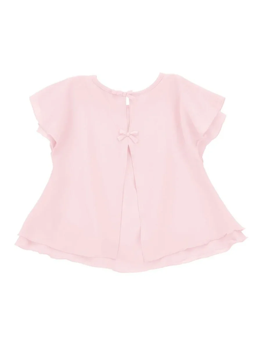Blusa per bambina Monnalisa rosa con dettaglio fiocco posteriore - immagine 5