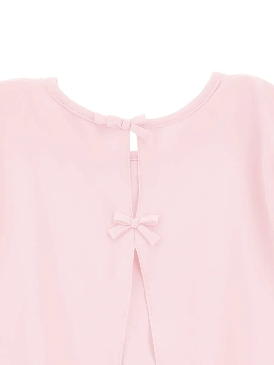 Blusa per bambina Monnalisa rosa con dettaglio fiocco posteriore - immagine 4