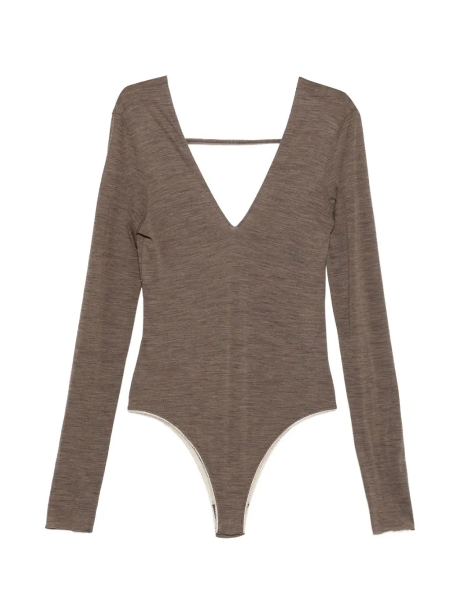 Body per donna ALYSI marrone con scollo a V - immagine 2