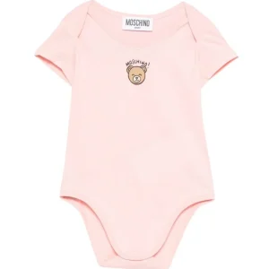 Body per neonata Moschino Kids rosa con stampa Teddy Bear