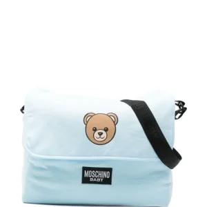 Borsa per neonato Moschino Kids azzurro con stampa Teddy Bear