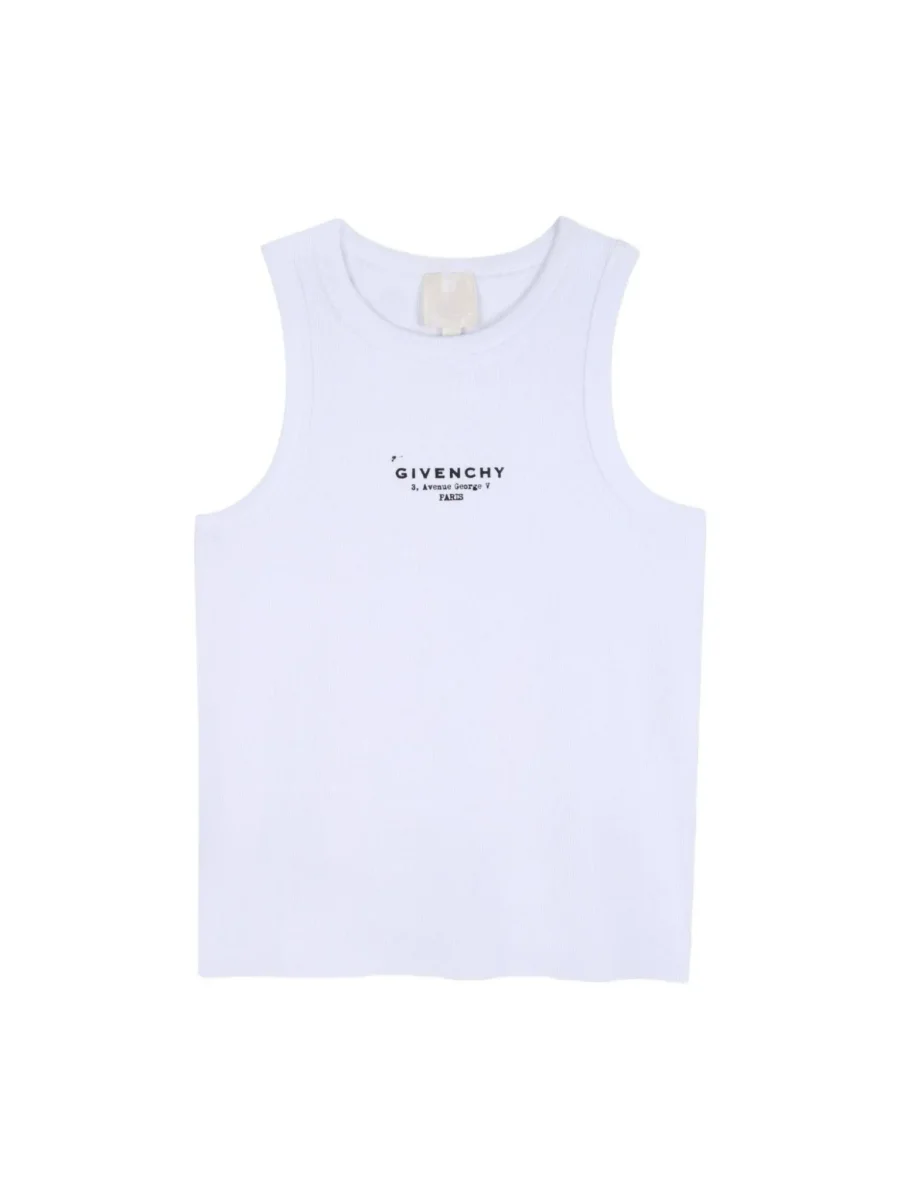 Canotta per bambina Givenchy Kids bianca con logo sul davanti