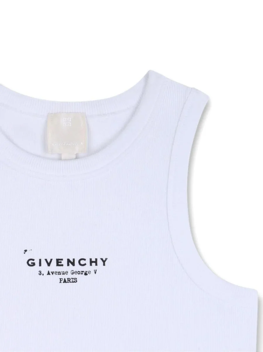 Canotta per bambina Givenchy Kids bianca con logo sul davanti - immagine 3