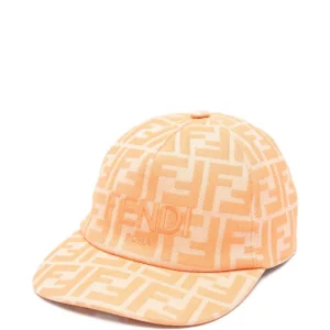 Cappello per bambino Fendi Kids arancione con logo all-over