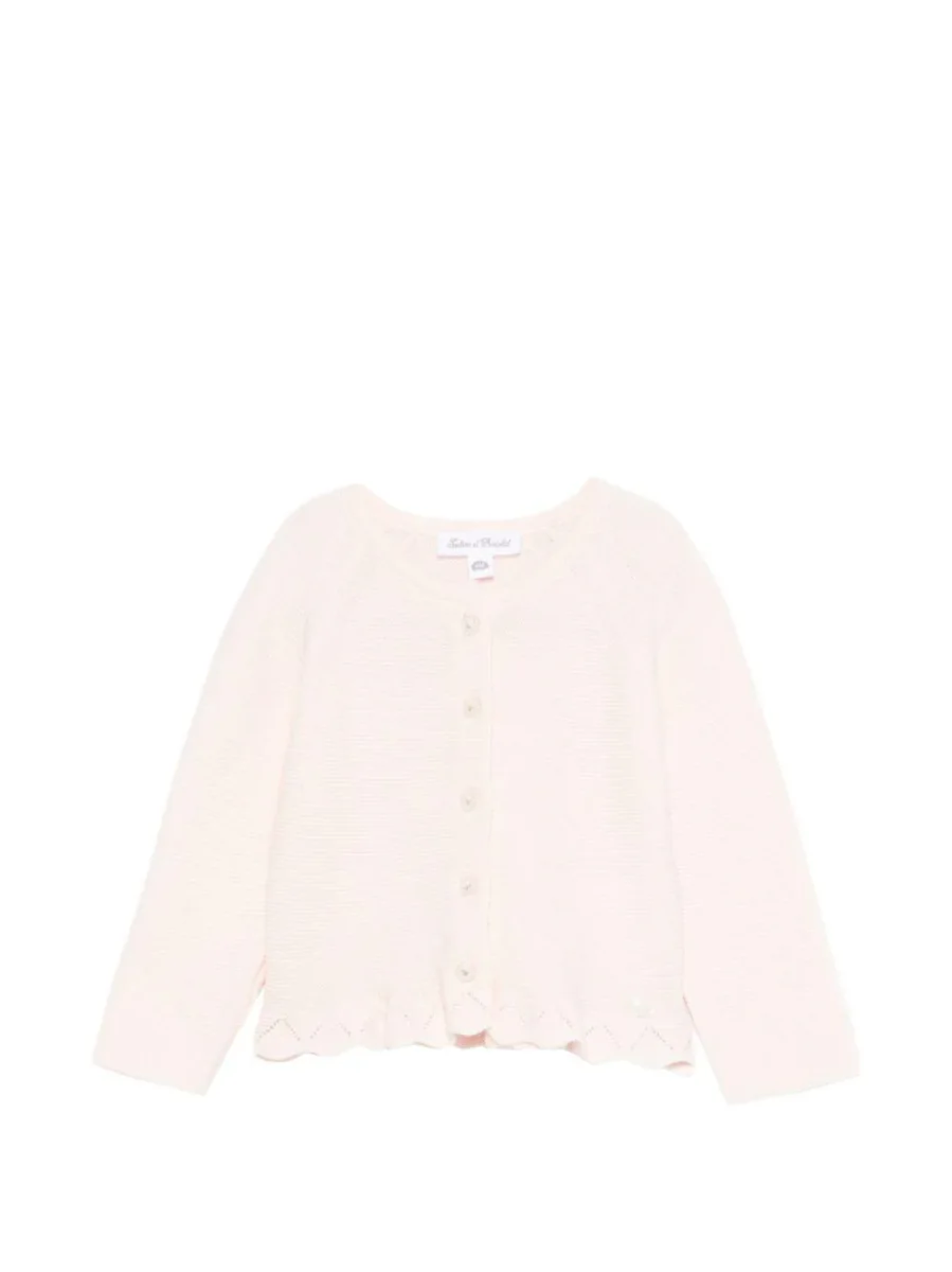 Cardigan per neonata Tartine Et Chocolat rosa con orlo smerlato