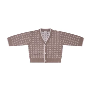 Cardigan per neonato Fendi Kids beige con logo FF all-over