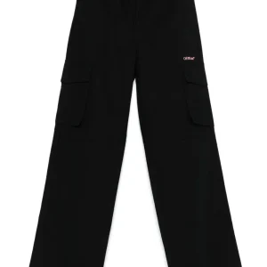 Cargo con stampa per bambina Off-White Kids nero con vita elasticizzata