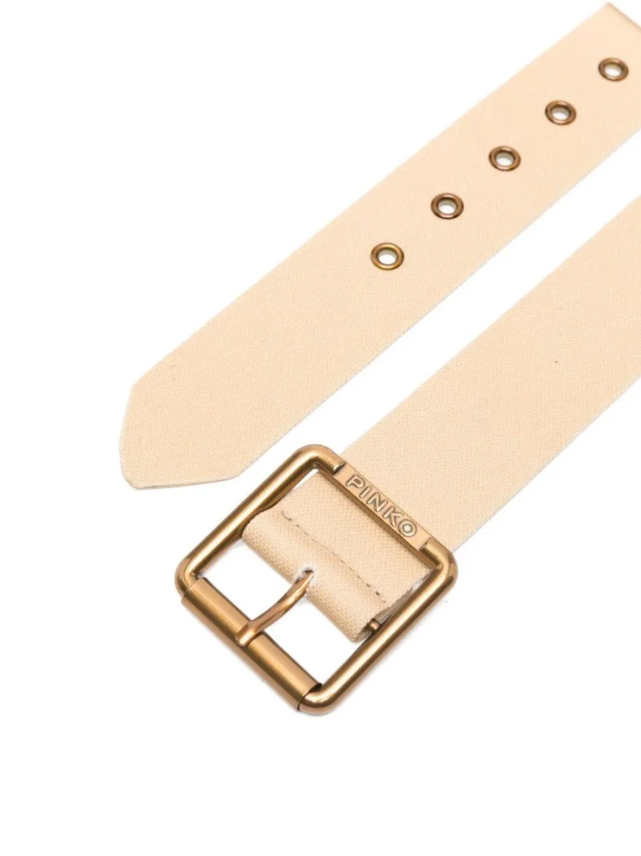 Cintura per bambina Pinko Kids beige con fibbia squadrata - immagine 3