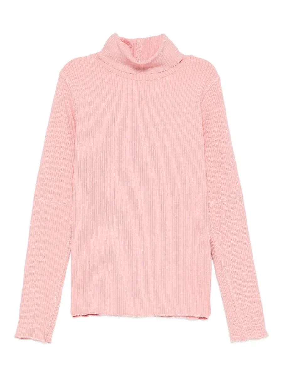 Dolcevita per bambina Molo rosa con orlo dritto