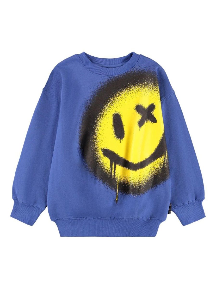 Felpa per bambino Molo blu con stampa grafica smiley - immagine 2