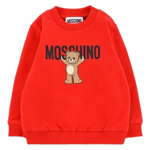 Felpa per neonati Moschino Kids rosso con logo Teddy Bear