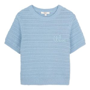 Maglione per bambina Chloé Kids azzurro con lavorazione a uncinetto