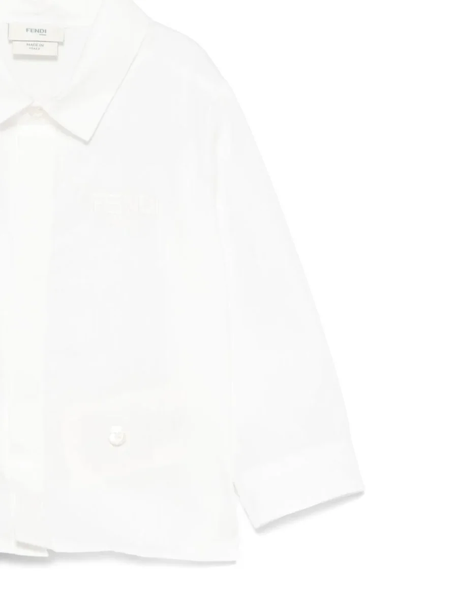 Set camicia e shorts per neonato Fendi Kids bianco a quadri - immagine 3