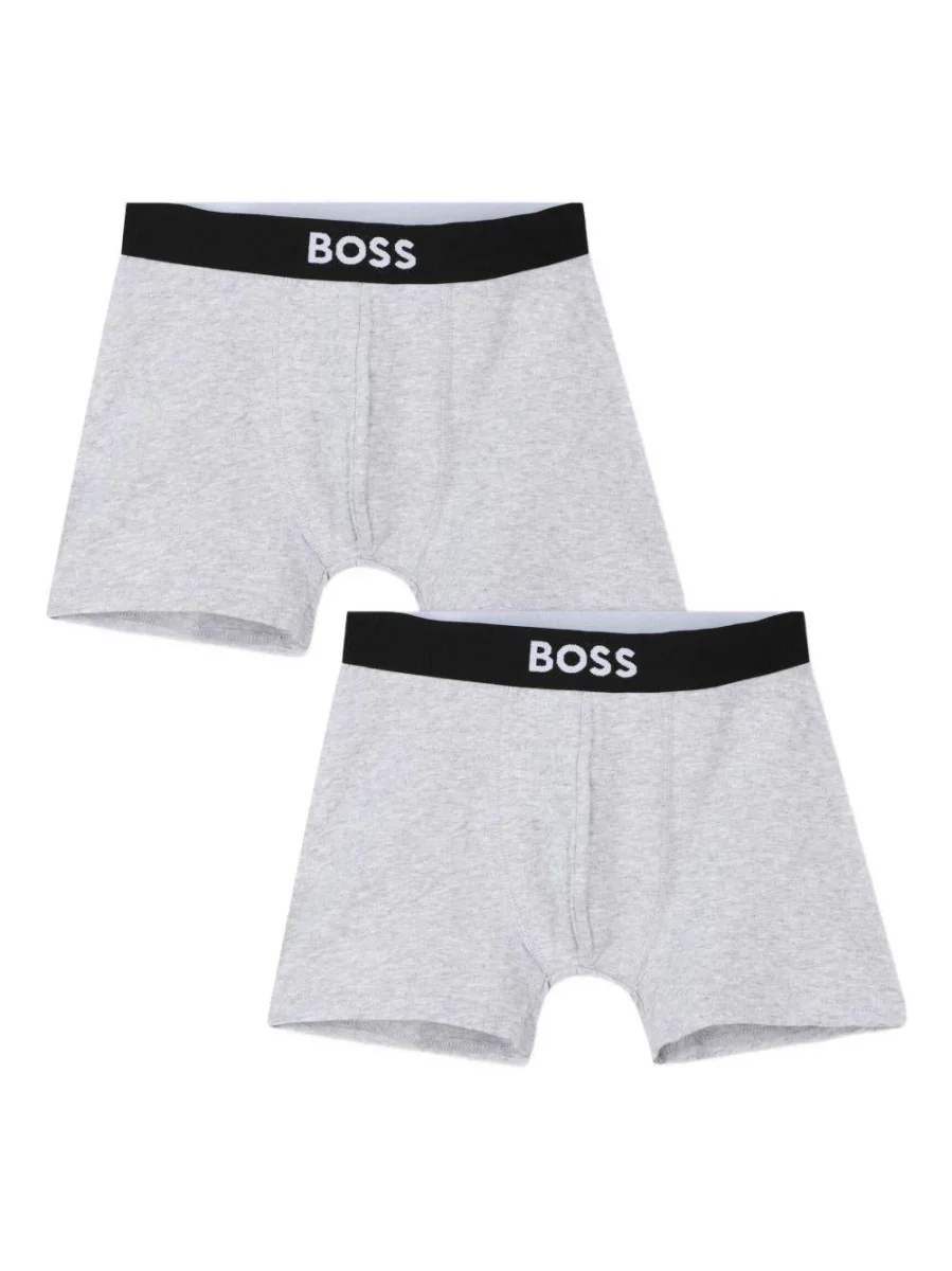 Set di 2 boxer Boss Kids grigi con stampa