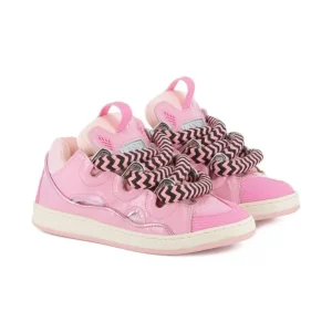 Sneakers per bambina Lanvin Enfant rosa con lacci oversize a zigzag