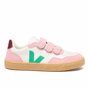 Sneakers V-10 per bambina Veja Kids rosa con chiusura a strappo