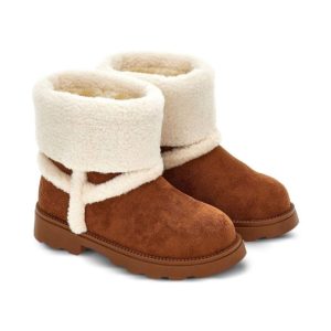 Stivaletti per bambina Monnalisa marrone con fodera in pelle di pecora