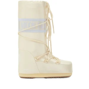 Stivali da neve Icon per bambini Moon Boot Kids bianchi con fascia con logo