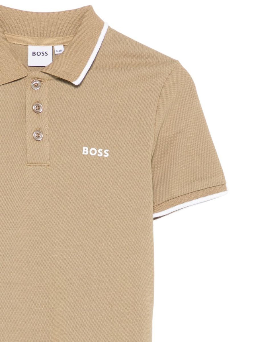 T-shirt per bambino Boss Kids beige con colletto stile polo - immagine 4