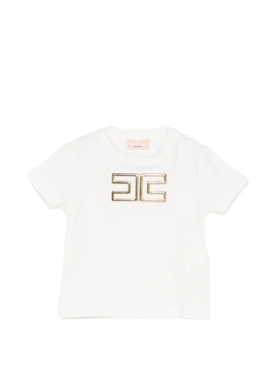 T-shirt per neonata Elisabetta Franchi La Mia Bambina bianca con dettaglio logo - immagine 2