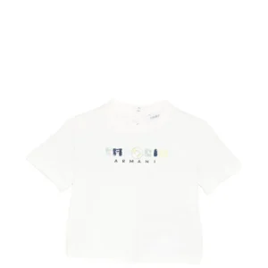 T-shirt per neonato Emporio Armani Kids bianca con logo sul davanti