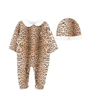Tutina per neonata Roberto Cavalli Kids animalier con cappello abbinato